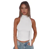 Style Personality Street Sexy Half Turtleneck Ribbon Comfortable Cold-Shoulder Elegant Elegant Vest For Women main image 5
