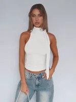 Style Personality Street Sexy Half Turtleneck Ribbon Comfortable Cold-Shoulder Elegant Elegant Vest For Women sku image 1