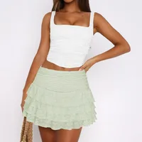 Spring/Summer   Women's Solid Color Fashion All-match Cake Skirt Lace Pleated Skirt main image 2