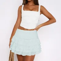 Spring/Summer   Women's Solid Color Fashion All-match Cake Skirt Lace Pleated Skirt main image 5