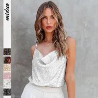 Women's Summer New V-Neck Casual Vest Wholesale Sequin Beaded Camisole Top main image 1