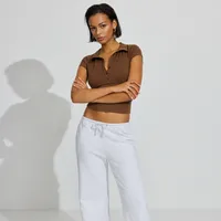 Fashion Women's  Spring And Summer New Polo Collar Button Tight-fit Sports Slimming Short-sleeved Top main image 3