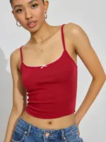 Spring And Summer  Women's Bow Decoration Sexy Low Collar Backless Solid Color Sling Navel Ins Style Short Vest sku image 2