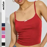 Spring And Summer  Women's Bow Decoration Sexy Low Collar Backless Solid Color Sling Navel Ins Style Short Vest main image 1