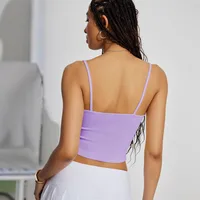 Spring And Summer  Women's Bow Decoration Sexy Low Collar Backless Solid Color Sling Navel Ins Style Short Vest main image 4