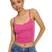 Spring And Summer  Women's Bow Decoration Sexy Low Collar Backless Solid Color Sling Navel Ins Style Short Vest main image 5