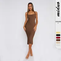 New Square Collar Backless Lace Sexy Hip Slim Sleeveless Dress Women main image 1