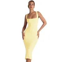 New Square Collar Backless Lace Sexy Hip Slim Sleeveless Dress Women main image 5