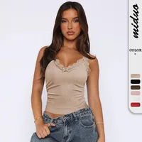 Fashion New Sexy Lace Stitching V-neck Strap Solid Color All-match Vest Spring And Summer main image 1