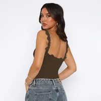 Fashion New Sexy Lace Stitching V-neck Strap Solid Color All-match Vest Spring And Summer main image 3