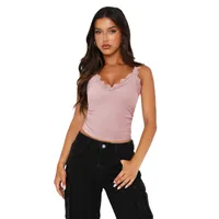Fashion New Sexy Lace Stitching V-neck Strap Solid Color All-match Vest Spring And Summer main image 5