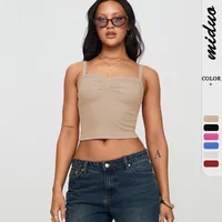 Style  New Hot Selling Pleated Vest Slim-fit Ultra-short Navel Sling Spring And Summer main image 1