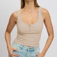 Spring And Summer  Y2K Threaded Top Women's Slim-fit Button Solid Color Inner Vest For Women main image 2