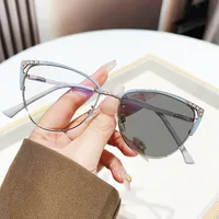 Preppy Style Modern Style Shiny Solid Color PC UV400 Protection Cat Eye Full Frame Glasses main image 4