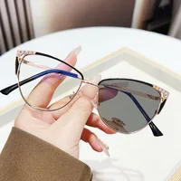 Preppy Style Modern Style Shiny Solid Color PC UV400 Protection Cat Eye Full Frame Glasses main image 6