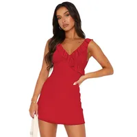 Hot Selling Spring And Summer  Sleeveless Ruffled Shoulder Strap Modified Tight Waist Slimming Dress For Women main image 5