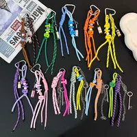 New Trendy Braided Rope Pendant Dopamine Bag Hanging Ornament Ins Style Keychain Female Pendant Letter Accessories main image 1