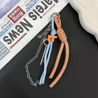 New Trendy Braided Rope Pendant Dopamine Bag Hanging Ornament Ins Style Keychain Female Pendant Letter Accessories sku image 4