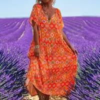 Spring And Summer Casual New  Bohemian Style Dress Digital Printing Vacation Retro Art Mid-length Dress For Women main image 4