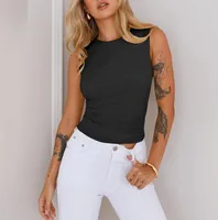 New  Sleeveless Women's Sexy Solid Color Round Neck Spice Girl Fashionable Slim-fit Vest Top sku image 7