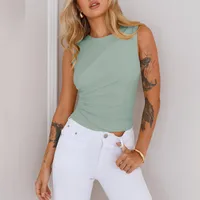 New  Sleeveless Women's Sexy Solid Color Round Neck Spice Girl Fashionable Slim-fit Vest Top sku image 13