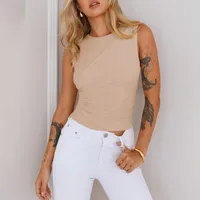 New  Sleeveless Women's Sexy Solid Color Round Neck Spice Girl Fashionable Slim-fit Vest Top sku image 20