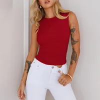 New  Sleeveless Women's Sexy Solid Color Round Neck Spice Girl Fashionable Slim-fit Vest Top sku image 24