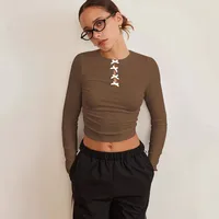 -style New Y2K Sexy Spice Girl Spring And Summer Slim-fit Hollow Bow Decorative Long-sleeved Top T-shirt main image 4