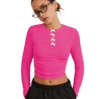-style New Y2K Sexy Spice Girl Spring And Summer Slim-fit Hollow Bow Decorative Long-sleeved Top T-shirt main image 5