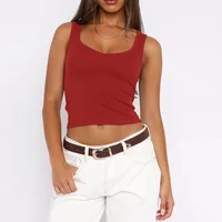 Sexy Sleeveless Navel Y2K Short  Women's Slim-fit Solid Color Hot Girl Summer Vest Threaded Top main image 3