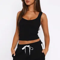 Sexy Sleeveless Navel Y2K Short  Women's Slim-fit Solid Color Hot Girl Summer Vest Threaded Top sku image 18
