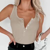 Summer New  Knitted Sleeveless Women's  Pit Strip Elegant Commuter Style Button Top  Vest Women main image 3