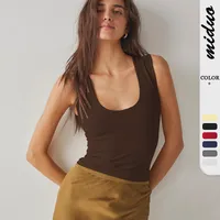 Summer  Hot Sexy Spice Y2K Fashion Double Layer Solid Color U Collar Sleeveless Short Vest Top Women main image 1