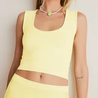 Summer  Hot Sexy Spice Y2K Fashion Double Layer Solid Color U Collar Sleeveless Short Vest Top Women sku image 21