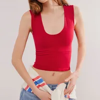 Summer  Hot Sexy Spice Y2K Fashion Double Layer Solid Color U Collar Sleeveless Short Vest Top Women sku image 15