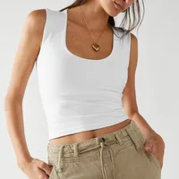 Summer  Hot Sexy Spice Y2K Fashion Double Layer Solid Color U Collar Sleeveless Short Vest Top Women sku image 1