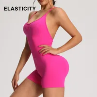 Sport Style Solid Color Nylon Spandex Strap Tracksuit Bodysuits Yoga Bodysuit main image 3