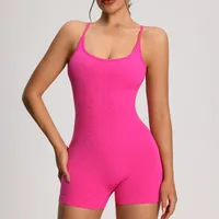 Sport Style Solid Color Nylon Spandex Strap Tracksuit Bodysuits Yoga Bodysuit sku image 2