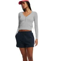 Fashion  Knitted Navel Short Long Sleeve Slim Slim Top Button V-Neck Autumn And Winter Base Shirt main image 5