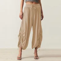 Foreign Trade Fashion  Fashion Solid Color Drawstring Lace-up Design Sense Lantern Casual Comfortable Autumn Cropped Pants sku image 11