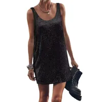 U-collar Sleeveless Loose Backless New Vest Dress Casual Sequins Sexy Suspenders Dress Women's Clothing main image 5
