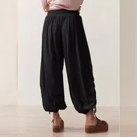 Foreign Trade Fashion  Fashion Solid Color Drawstring Lace-up Design Sense Lantern Casual Comfortable Autumn Cropped Pants main image 2