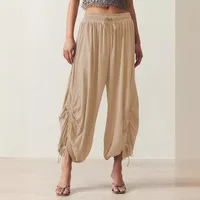 Foreign Trade Fashion  Fashion Solid Color Drawstring Lace-up Design Sense Lantern Casual Comfortable Autumn Cropped Pants main image 3