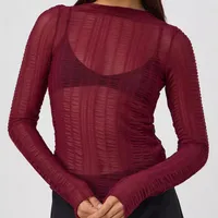 Fashion Women's Sexy Hollow New Long Sleeve Y2K Lace Top T-shirt Versatile Solid Color Blouse main image 4