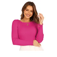 Fashion Threaded Solid Color Long Sleeve Knitted Top Round Neck Lace Warm 24 Explosions Inner T-Shirt main image 5