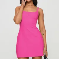 Sexy Hot Girl Summer Women's Solid Color Button Waist Slimming Sling Dress Threaded  Style Skirt sku image 16