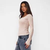 Fashion Hot Hot Hot Pit Slim Slim Look Slim Long Sleeve Base Shirt Long Sleeve Solid Color Round Neck Warm Knitted Top Women main image 3