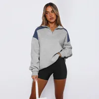 Explosions  Women's Clothing American Sweater Women's Spring Fashion Brand  Contrast Color Zipper Baseball Suit sku image 2