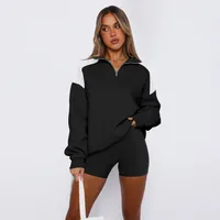 Explosions  Women's Clothing American Sweater Women's Spring Fashion Brand  Contrast Color Zipper Baseball Suit sku image 5