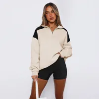 Explosions  Women's Clothing American Sweater Women's Spring Fashion Brand  Contrast Color Zipper Baseball Suit sku image 7